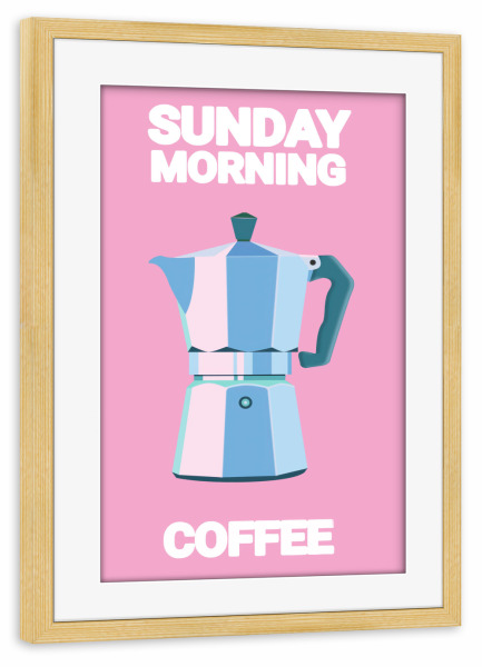 Poster mit Rahmen kiefer "Sonntagmorgenkaffee" artboxONE - Typografie,Essen & Trinken,Liebe,Essen & Trinken / Alkohol