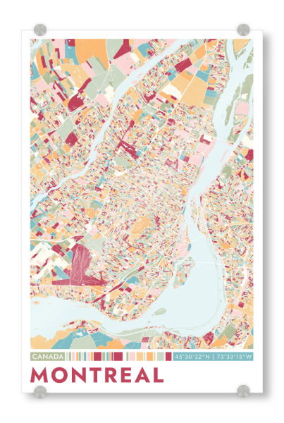 Acrylglasbild "Colormap Montreal" artboxONE - Städte / Weitere,Kartografie