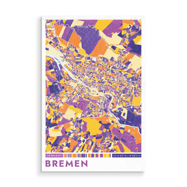 Holzbild "Bremen City Color" artboxONE - Städte / Weitere,Kartografie