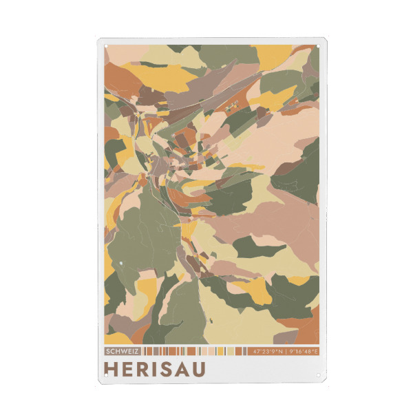 Metall Poster "Herisau Color Map" artboxONE - Städte / Weitere,Kartografie