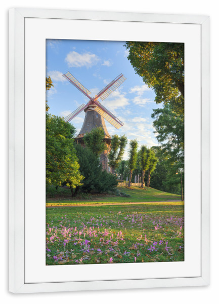 Poster mit Rahmen weiß "Bremen Mühle am Wall" artboxONE - Städte,Reise,Architektur