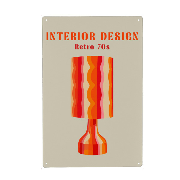 Holzbild "Orange Leuchte im Retrolook" artboxONE - Typografie,Geometrie,Fashion