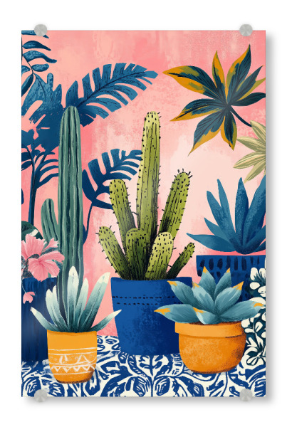 Acrylglasbild "Sukkulenten und Kakteen T" artboxONE - Natur,Floral - Sukkulenten,Kakteen,Kaktus,Natur,Blumen,Botanische,Blatt,Blumen