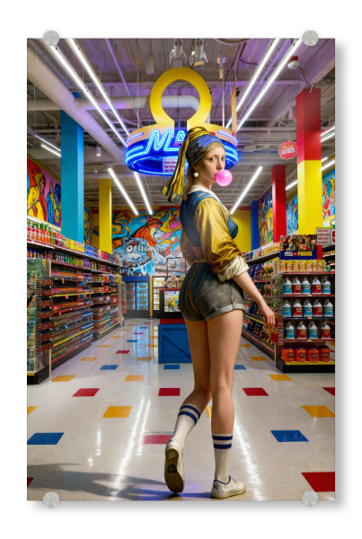 Acrylglasbild "Perlenmädchen im Supermarkt" artboxONE - Menschen,Fiktion