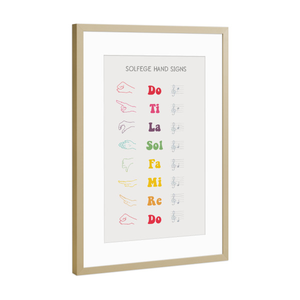 Poster mit Rahmen Gold "Solfege-Handzeichen" artboxONE - Für Kinder,Für Mama