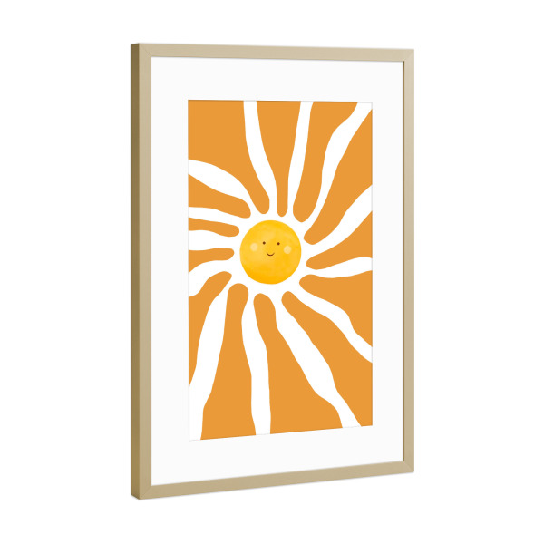 Poster mit Rahmen Gold "Sonnenstrahl Sonnenschein" artboxONE - Für Kinder,Liebe