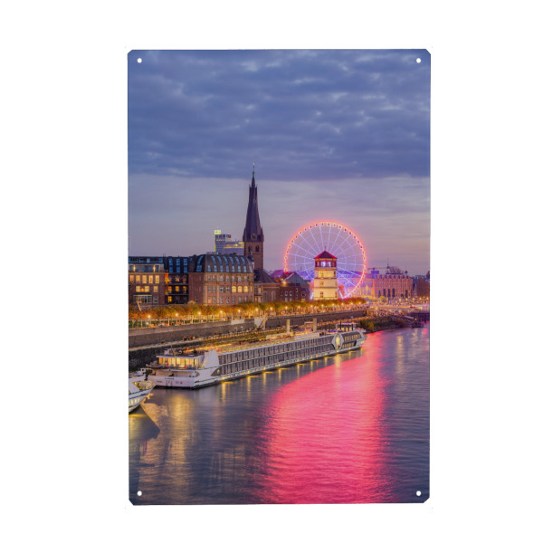 Holzbild "Riesenrad in Düsseldorf" artboxONE - Reise,Architektur,Städte / Düsseldorf