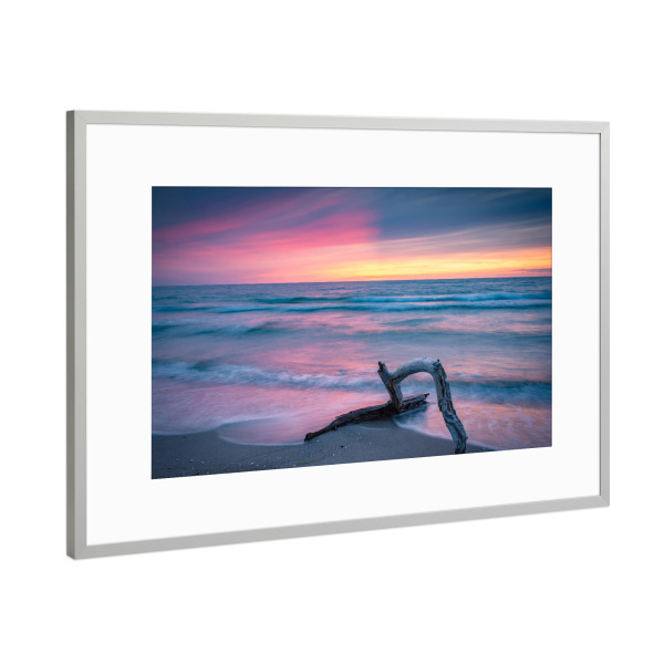 Poster mit Rahmen Silber "Ostsee Sonnenuntergang" artboxONE - Natur,Reise / Strand und Meer