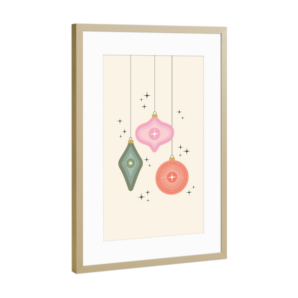 Poster mit Rahmen Gold "Vintage festliche Dekorationen" artboxONE - Weihnachten