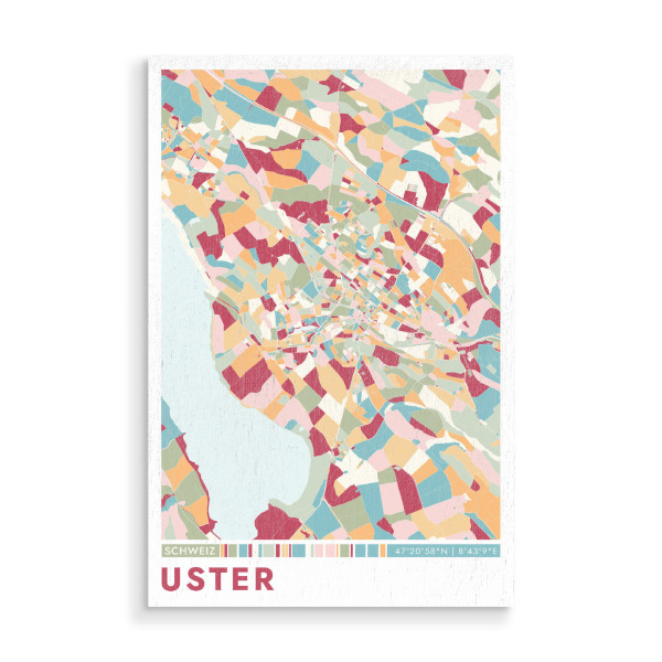 Holzbild "Colormap Uster" artboxONE - Städte / Weitere,Kartografie