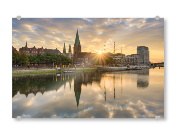 Acrylglasbild "Sonnenaufgang in Bremen" artboxONE - Städte,Reise,Architektur