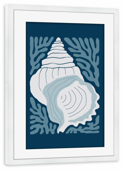 Poster mit Rahmen weiß "Ozeanschatz dunkel" artboxONE - Natur,Für Kinder,Abstrakt,Reise / Strand und Meer