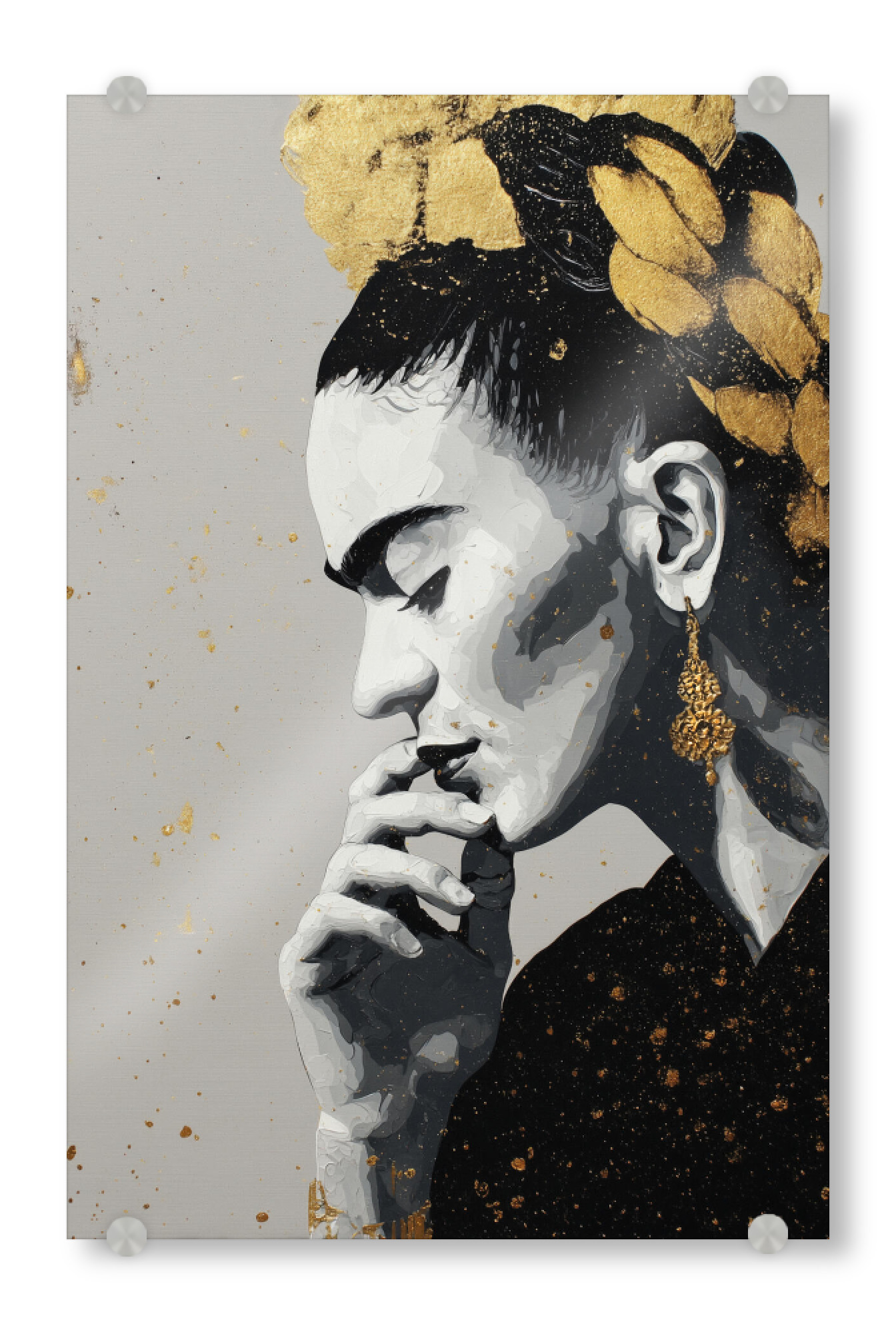 Acrylglasbild "Frida Goldene Eleganz" artboxONE - Abstrakt,Menschen,Fashion