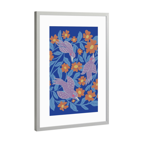 Poster mit Rahmen Silber "Bunch of birds" artboxONE - Natur,Tiere,Lustig