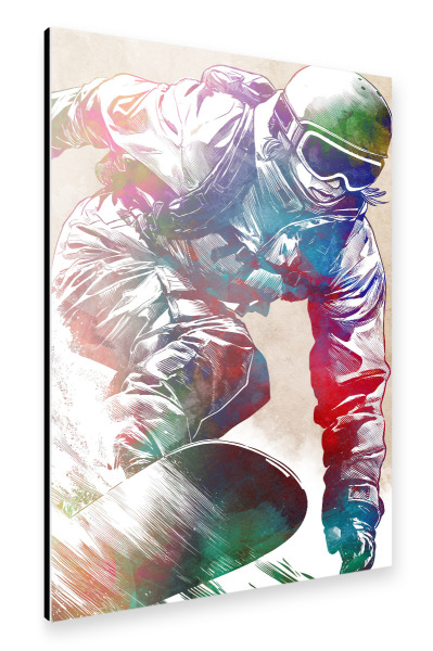 Alu-Dibond "Snowboarder Sportart E" 30x20 cm artboxONE