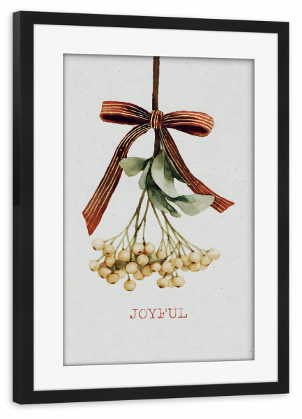 Poster mit Rahmen schwarz "Mistelzweig mit roter Schleife" artboxONE - Weihnachten