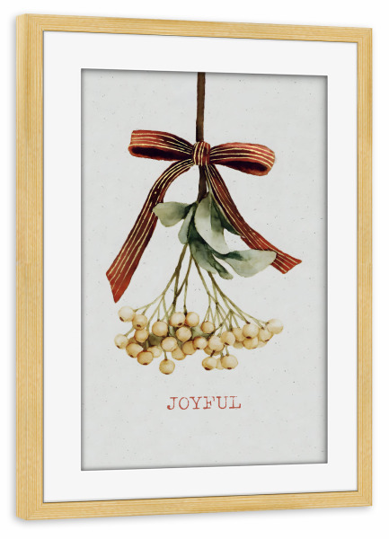 Poster mit Rahmen kiefer "Mistelzweig mit roter Schleife" artboxONE - Weihnachten - Mistelzweig,Girlande,Kuss,Weihnachten,Urlaub,Winter,Festlich,Bogen