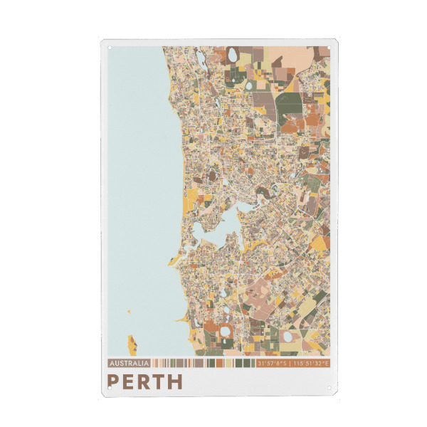 Holzbild "Perth Color Map" artboxONE - Städte / Weitere,Kartografie
