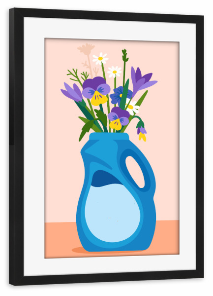 Poster mit Rahmen schwarz "Blue Bottle Bouquet" artboxONE - Floral