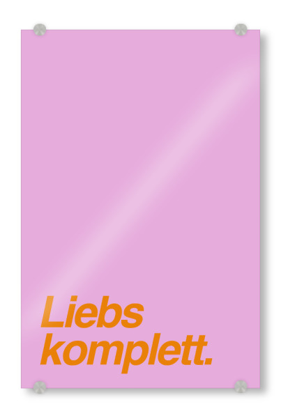 Acrylglasbild "Liebs komplett - orange auf rosa" artboxONE - Typografie,Liebe - Liebs,Komplett,Liebe,Typografie,Bunt,Modern,Trend
