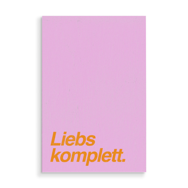 Holzbild "Liebs komplett - orange auf rosa" artboxONE - Typografie,Liebe - Liebs,Komplett,Liebe,Typografie,Bunt,Modern,Trend