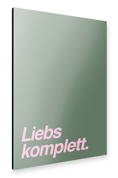 Alu-Dibond "Liebs komplett - rosa auf grün" 30x20 cm artboxONE