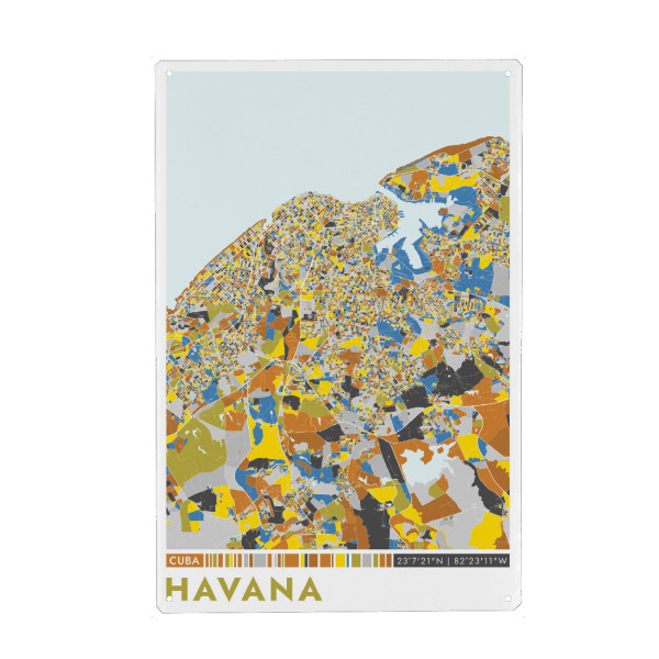 Holzbild "Havanna Color" artboxONE - Städte / Weitere,Kartografie