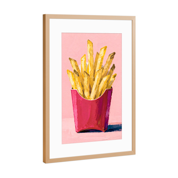 Poster mit Rahmen Kupfer "Pommes-Frites-Aquarell" artboxONE - Essen & Trinken