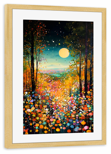 Poster mit Rahmen kiefer "Waldblumen D (matart)" artboxONE - Natur - Blumen,Forest,Natur,Mond,Modern,Kunst,Gustav klimt,Klimt