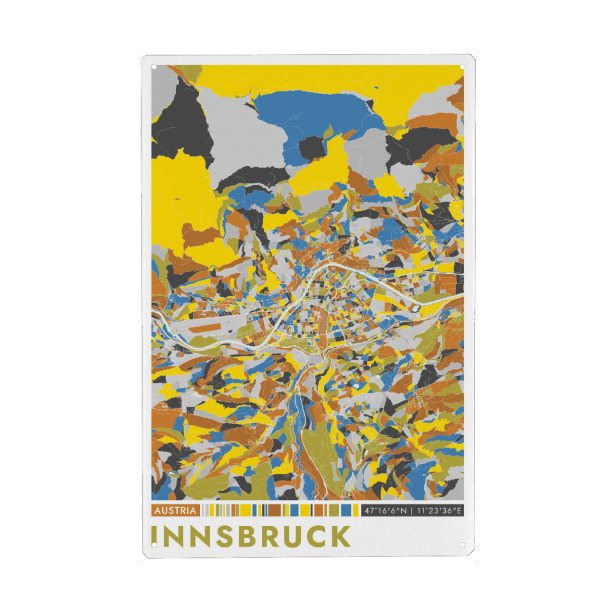 Holzbild "Innsbruck Color" artboxONE - Städte / Weitere,Kartografie