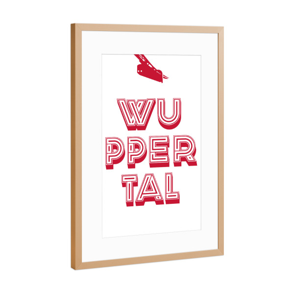 Poster mit Rahmen Kupfer "Wuppertal Pop Art" artboxONE - Städte,Typografie,Reise,Städte / Weitere