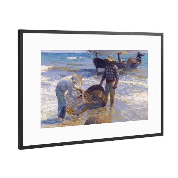 Poster mit Rahmen Schwarz (Metallic) "Valencianischer Fischer" artboxONE - Reise / Strand und Meer,Für Mama,Für Papa