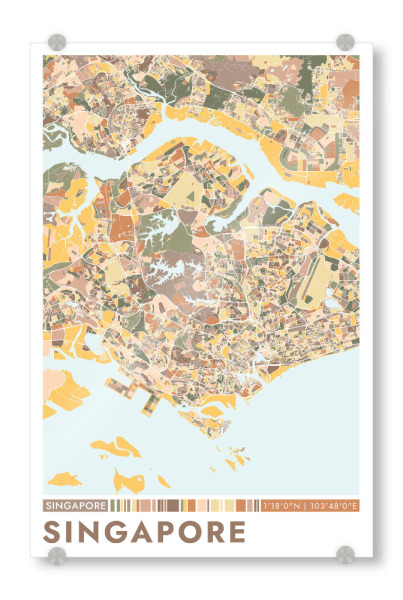 Acrylglasbild "Singapore Color Map" artboxONE - Städte / Singapur,Kartografie