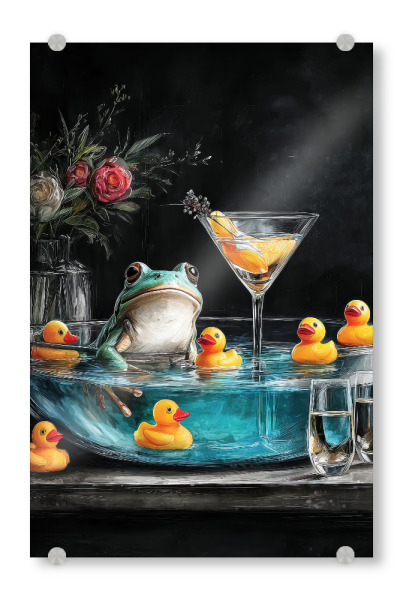 Acrylglasbild "Frosch nimmt ein Bad A" artboxONE - Tiere,Lustig - Frosch,Bad,Badewanne,Badezimmer,Tier,Entspannen,Spa