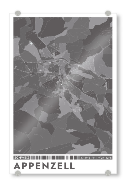 Acrylglasbild "Colormap Appenzell" artboxONE - Städte / Weitere,Kartografie