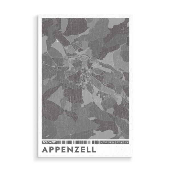 Holzbild "Colormap Appenzell" artboxONE - Städte / Weitere,Kartografie