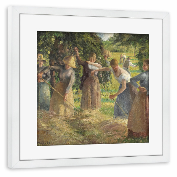 Poster mit Rahmen weiß "Heuernte in Éragny" artboxONE - Menschen,Für Mama,Für Papa