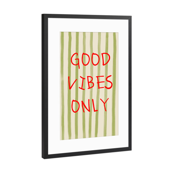 Poster mit Rahmen Schwarz (Metallic) "Nur rote Good Vibes" artboxONE - Typografie