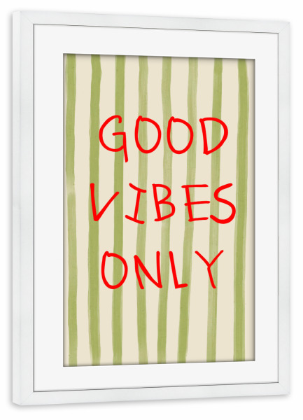 Poster mit Rahmen weiß "Nur rote Good Vibes" artboxONE - Typografie