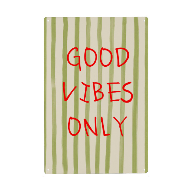 Metall Poster "Nur rote Good Vibes" artboxONE - Typografie