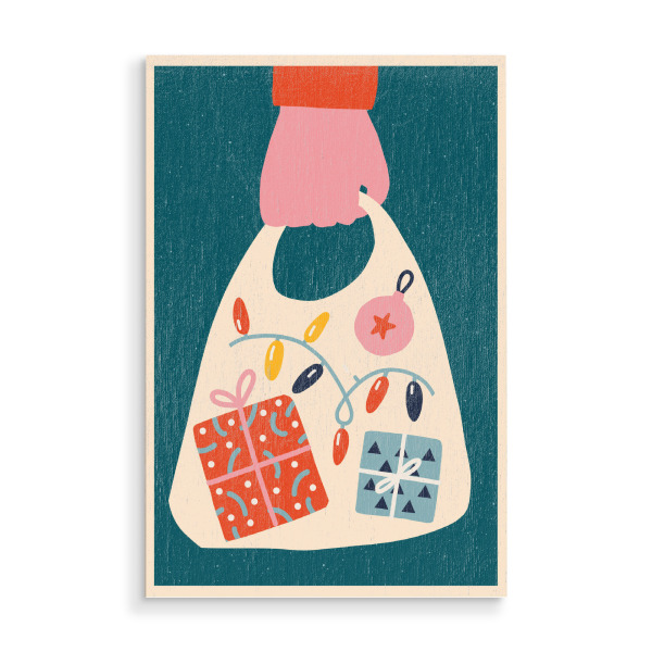 Holzbild "Happy Christmas (81)" artboxONE - Für Kinder,Weihnachten,Für Mama - Weihnachten,Illustration,Geschenk,Christmas