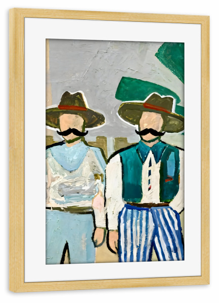 Poster mit Rahmen kiefer "Seite an Seite Cowboys" artboxONE - Menschen,Männer - Männer,Eins,Menschen,Cowboy,Rustikal,Landschaft