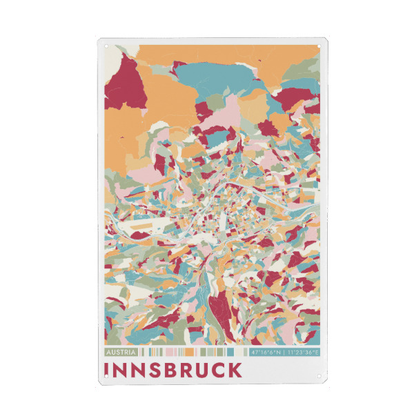 Holzbild "Colormap Innsbruck" artboxONE - Städte / Weitere,Kartografie