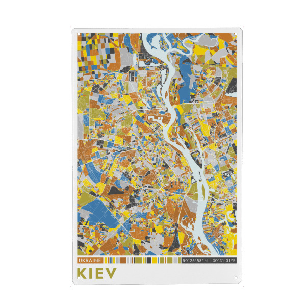 Holzbild "Kiew Color" artboxONE - Städte / Weitere,Kartografie