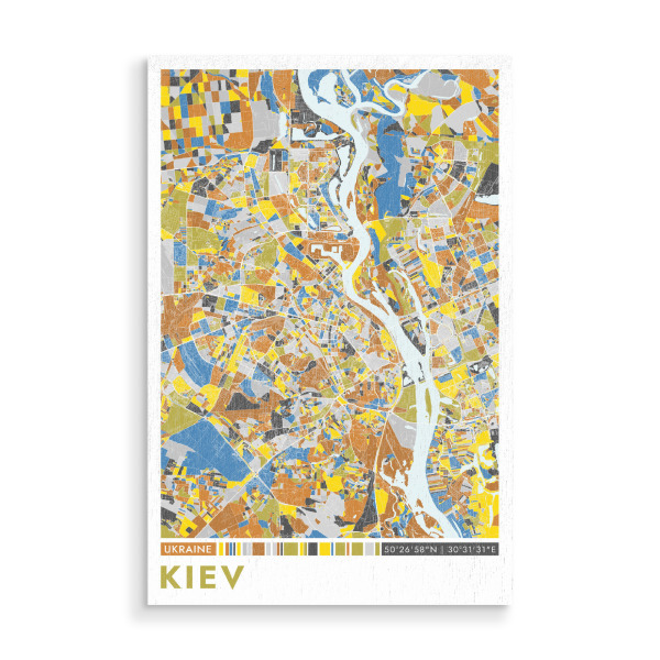 Holzbild "Kiew Color" artboxONE - Städte / Weitere,Kartografie