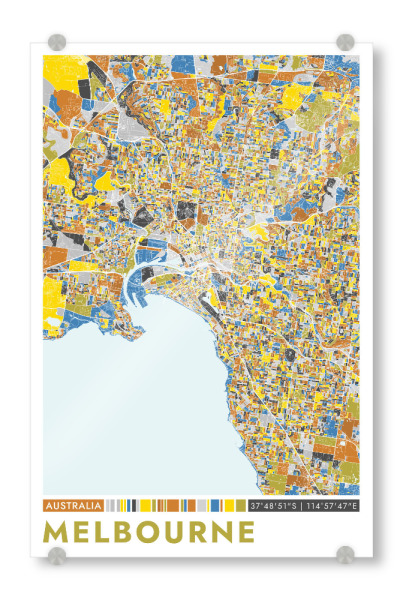 Acrylglasbild "Melbourne Color" artboxONE - Städte / Weitere,Kartografie