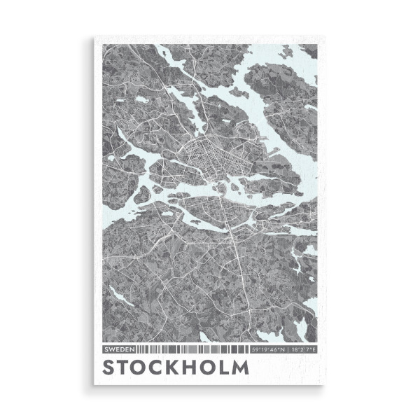 Holzbild "Stockholm City Color" artboxONE - Städte / Stockholm,Kartografie