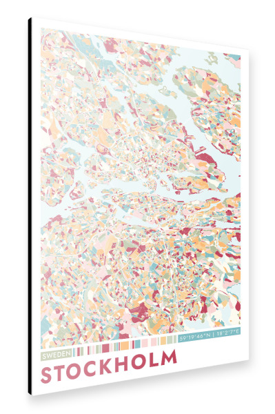 Alu-Dibond "Colormap Stockholm" 30x20 cm artboxONE
