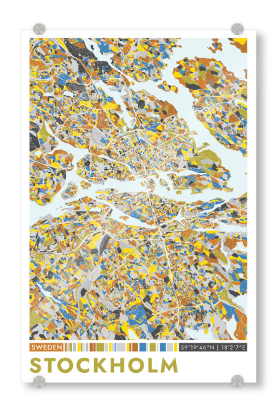Acrylglasbild "Stockholm Color" artboxONE - Städte / Stockholm,Kartografie