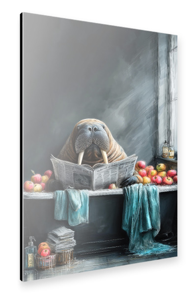 Alu-Dibond "Walross nimmt ein Bad A" 30x20 cm artboxONE
